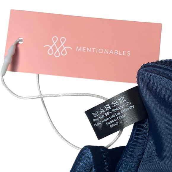 NWT Mentionables Navy Blue Velvet Ruffle Camisole Cropped Top Small S - Picture 3 of 5